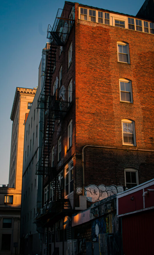 Shaskeen building at golden hour